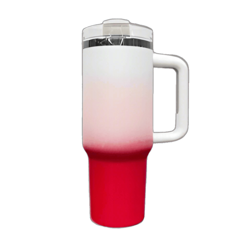 40oz Mirror Black Plated Tumbler - Ombre Red