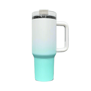 40oz Mirror Black Plated Tumbler - Ombre Turquoise