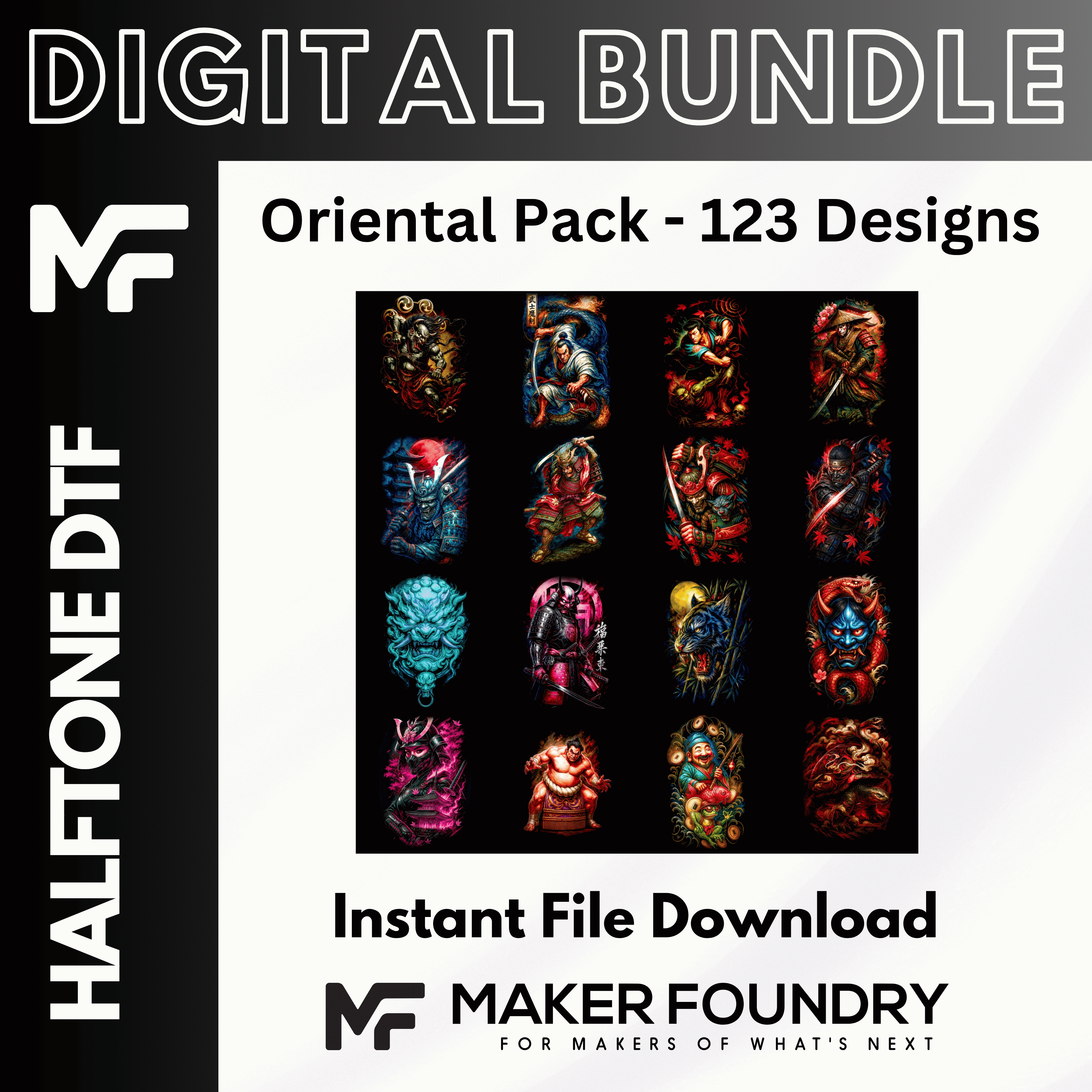 Oriental DTF Halftone Design Pack | 123 Designs