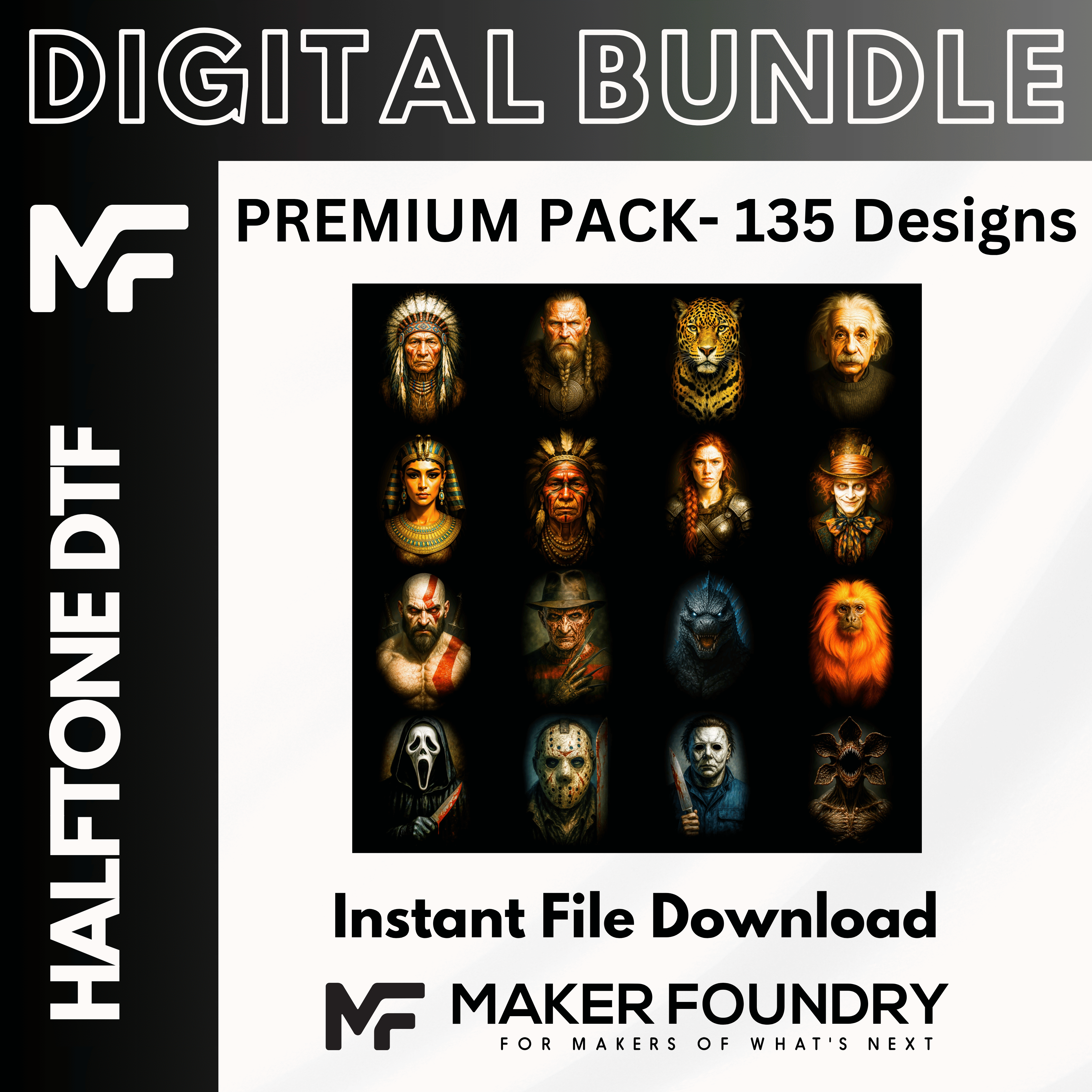 Premium DTF Halftone Design Pack | 135 Designs