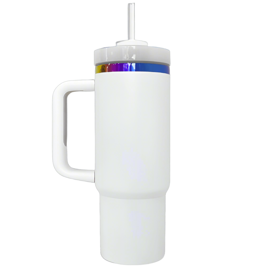 40oz Rainbow Plated Tumbler - White