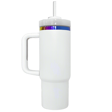 40oz Rainbow Plated Tumbler - White