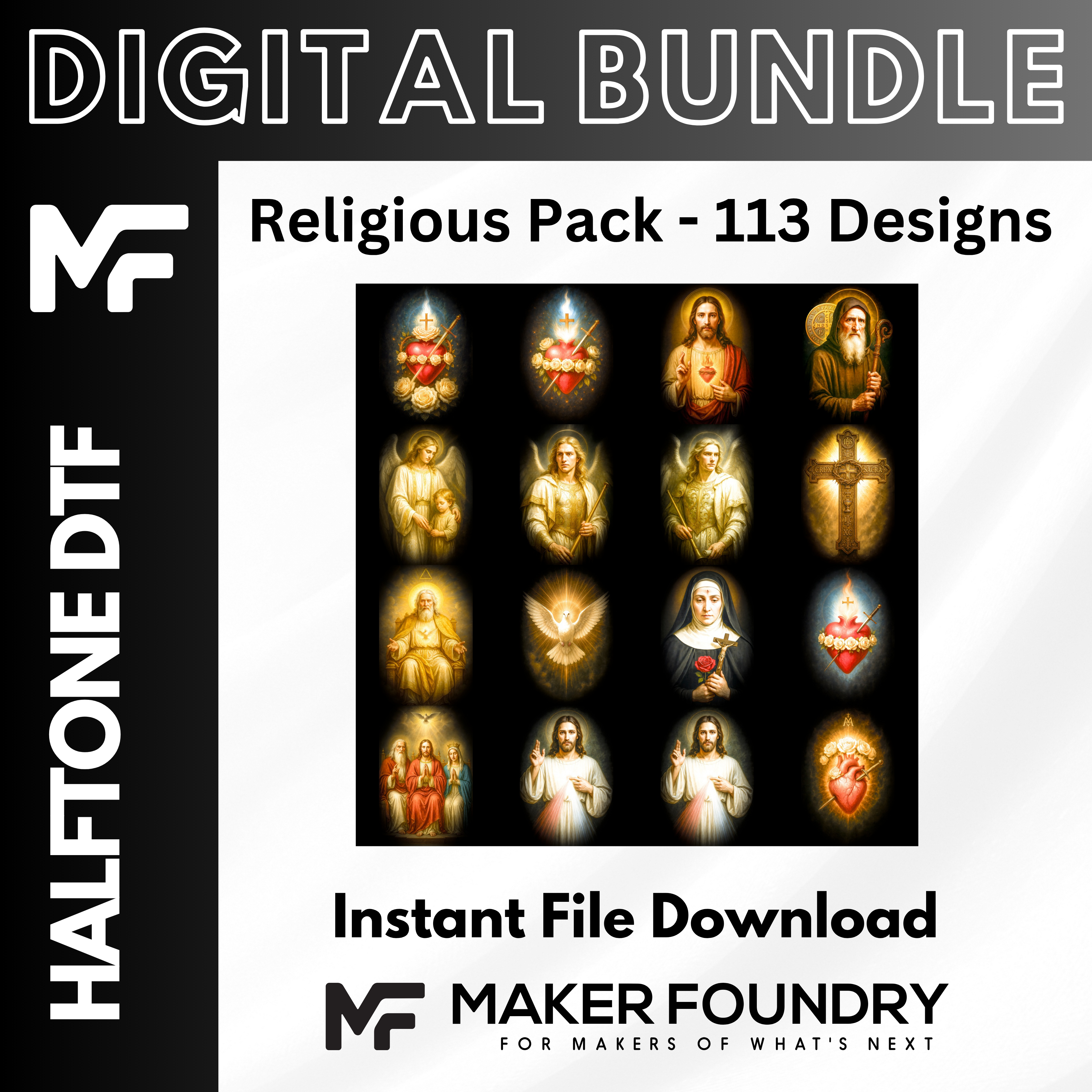 Religious DTF Halftone Design Pack | 113 Designs