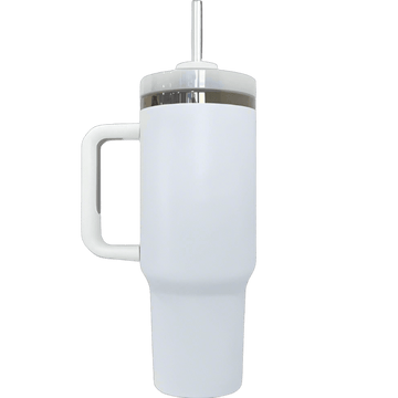 40oz Mirror Black Plated Tumbler - White