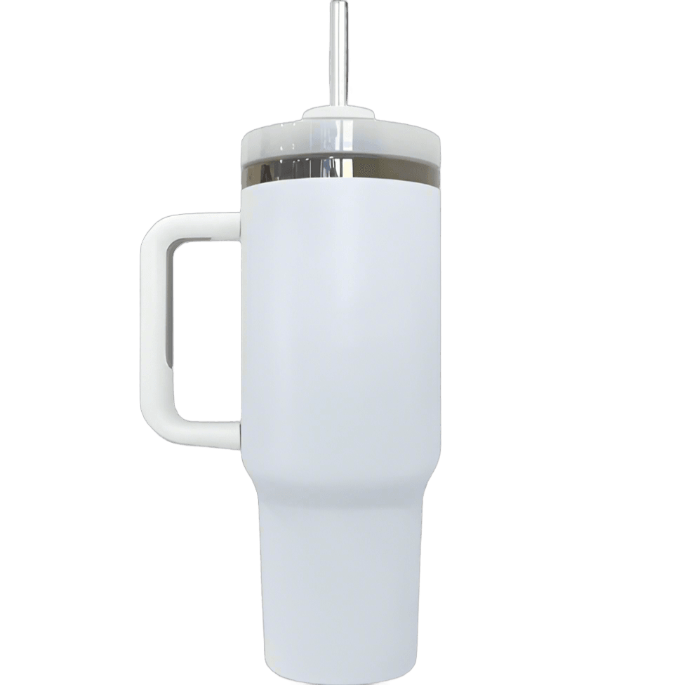 40oz Mirror Black Plated Tumbler - White