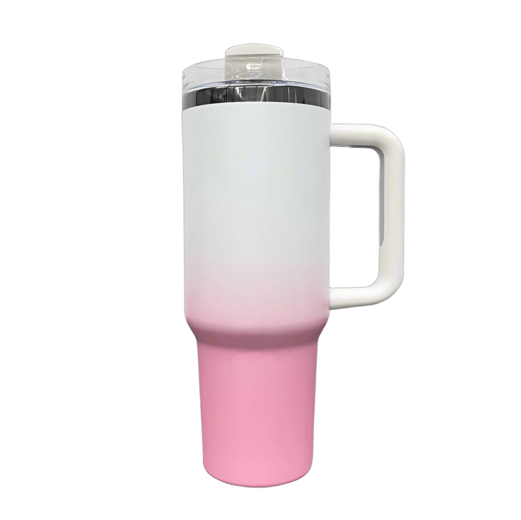 40oz Mirror Black Plated Tumbler - Ombre Pink