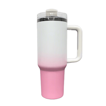 40oz Mirror Black Plated Tumbler - Ombre Pink