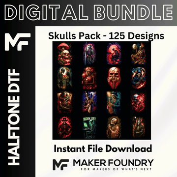 Skulls DTF Halftone Design Pack | 125 Designs
