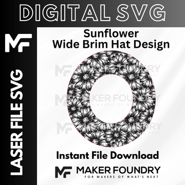 Sunflower Wide Brim Hat Design | Laser Engraving File SVG