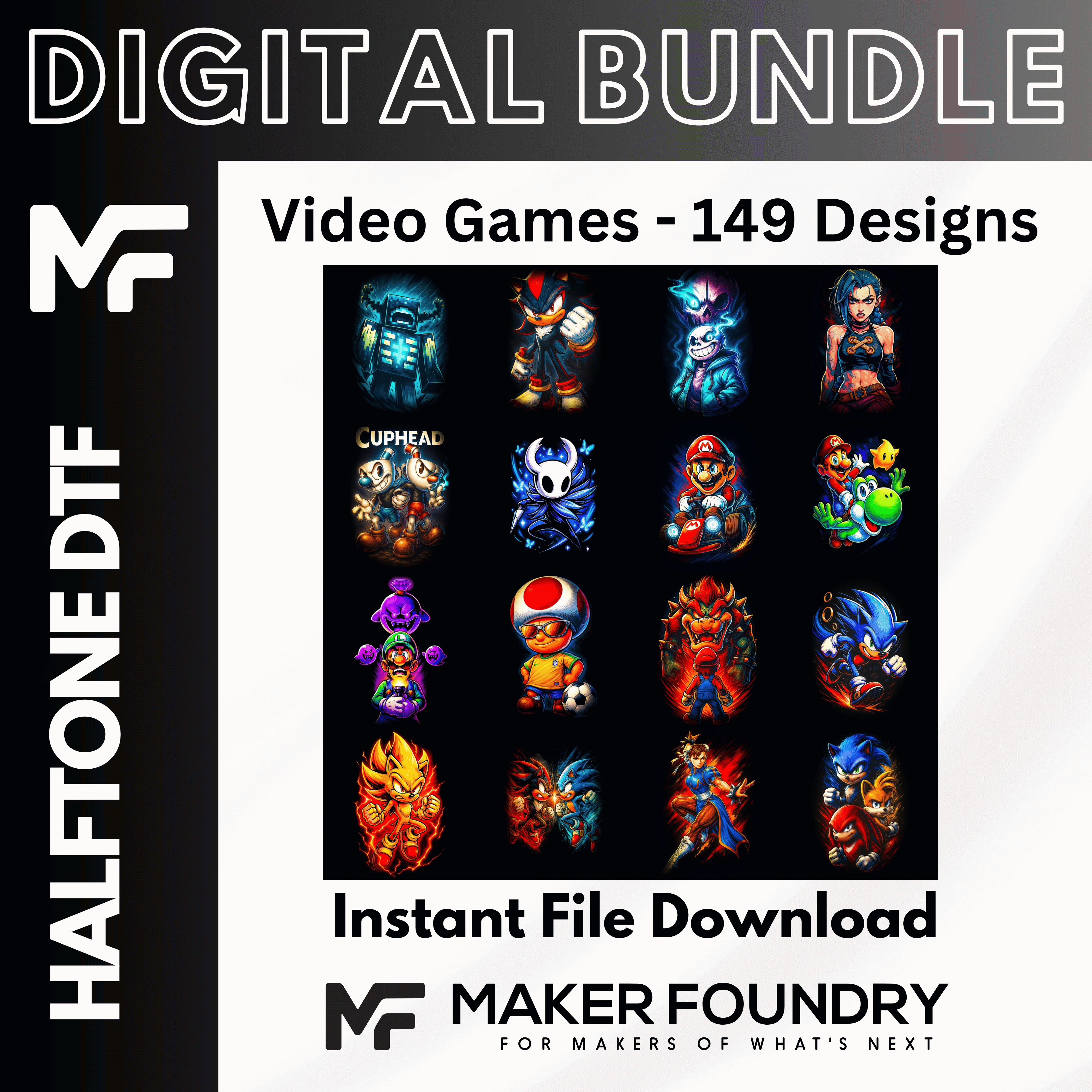 Games DTF Halftone Design Pack | 149 Designs