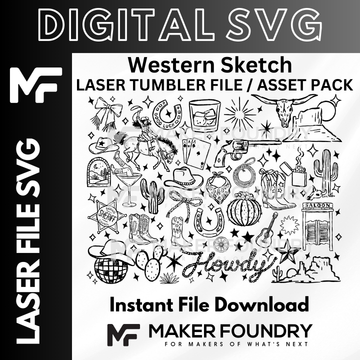 Western Sketch Tumbler Wrap – SVG | Western Laser Design