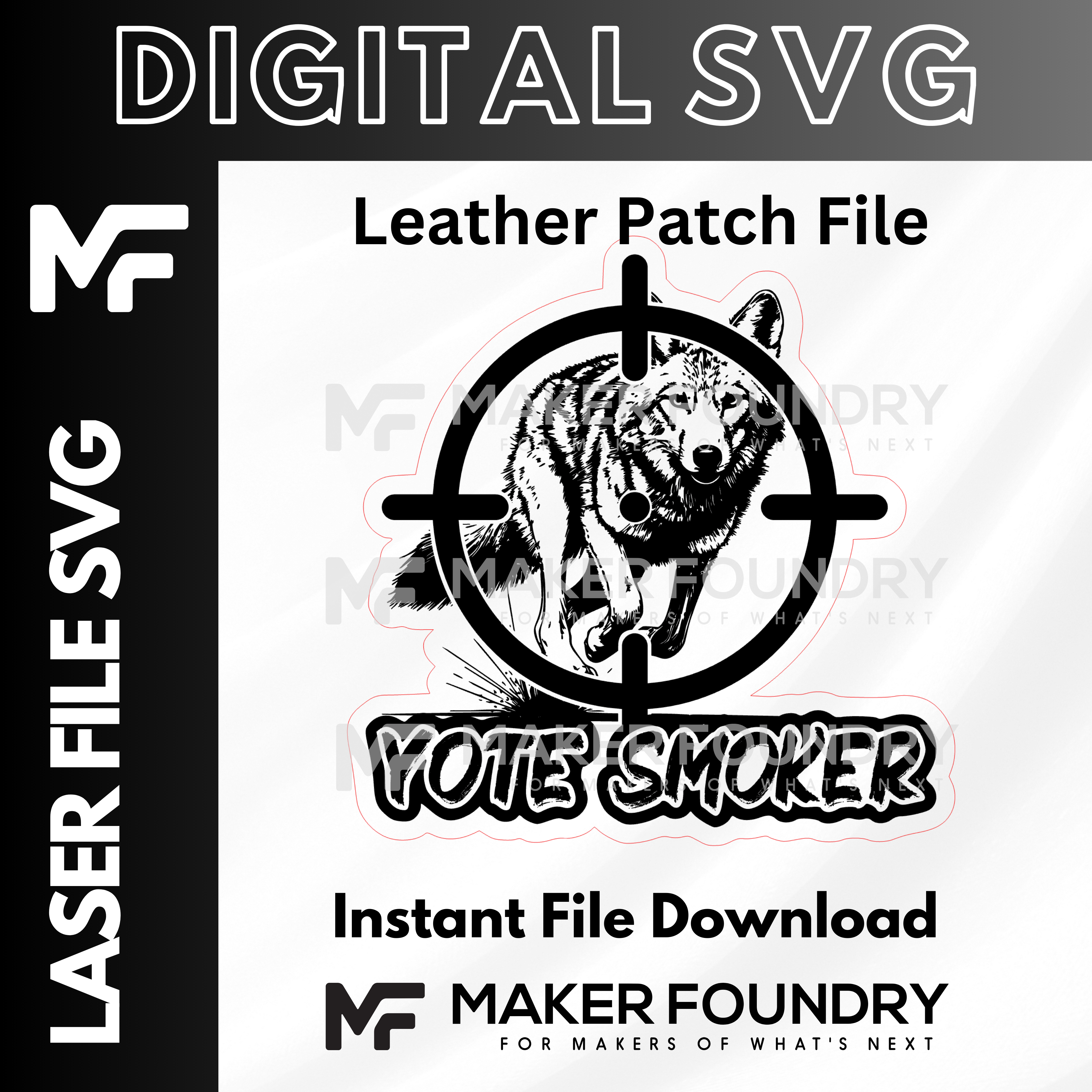 Yote Smoker | Leather Patch SVG | Digital Laser File