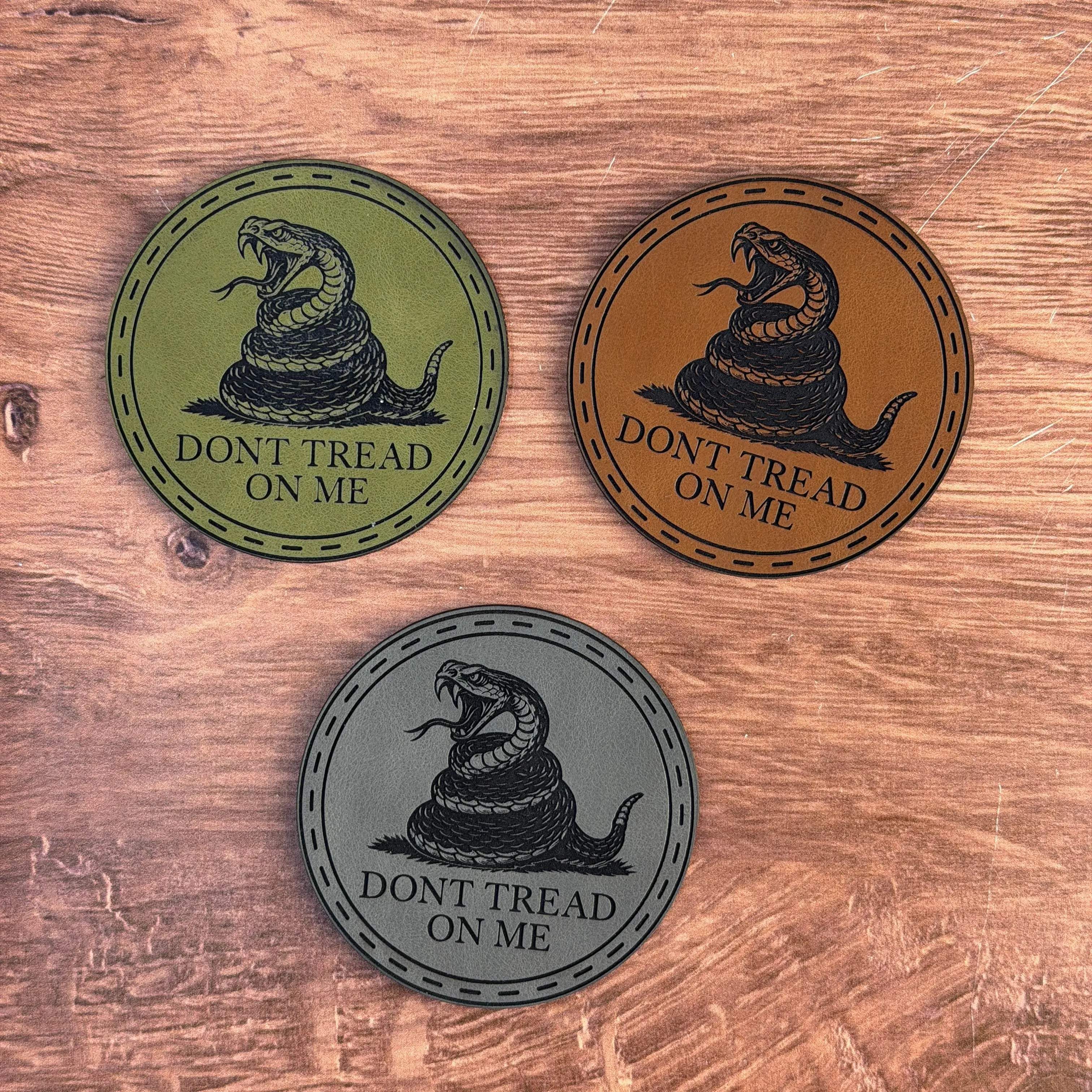 Coiled Liberty – Don’t Tread On Me Patch – Laser Engraved Leather Patch 