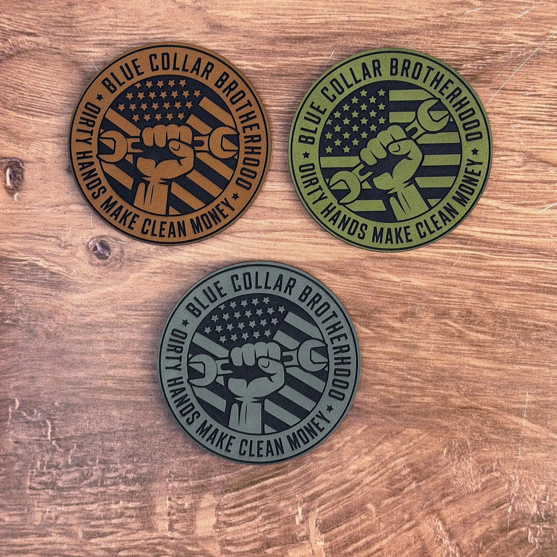 Dirty Hands Brotherhood – Laser Engraved Leather Patch 