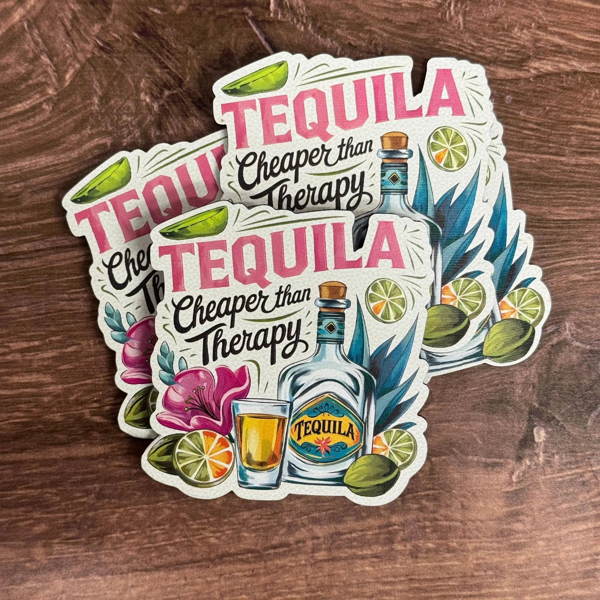 Tequila – Cheaper Than Therapy | UV Printed Leather Hat Patch 