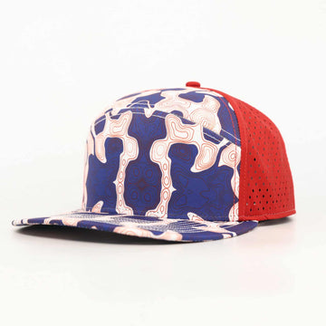 Red White Blue Topo Red Back | Performance Waterproof 7-Panel Hat