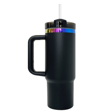 30oz Rainbow Plated Handle Tumbler - Black