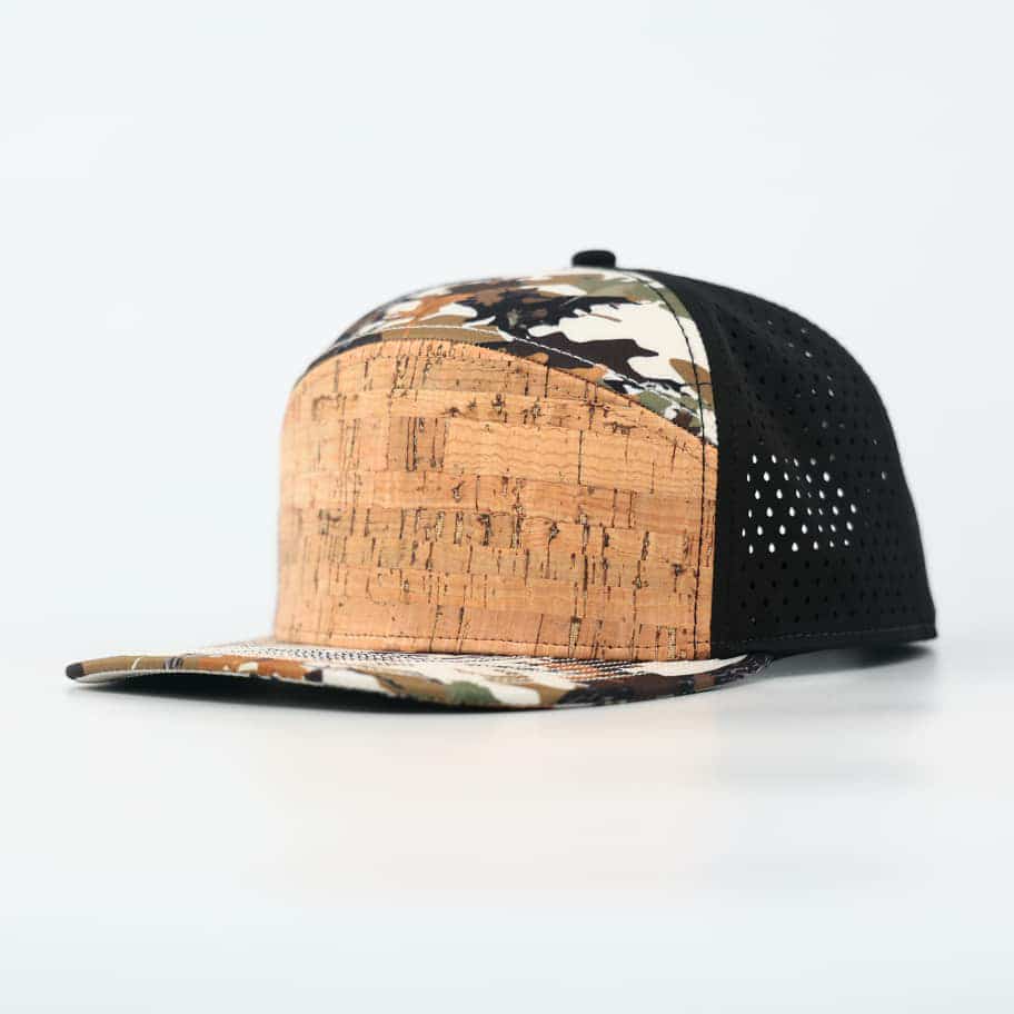 Waterproof Camo Hat | Cork Front Snapback Caps | Performance Waterproof 7-Panel Hat