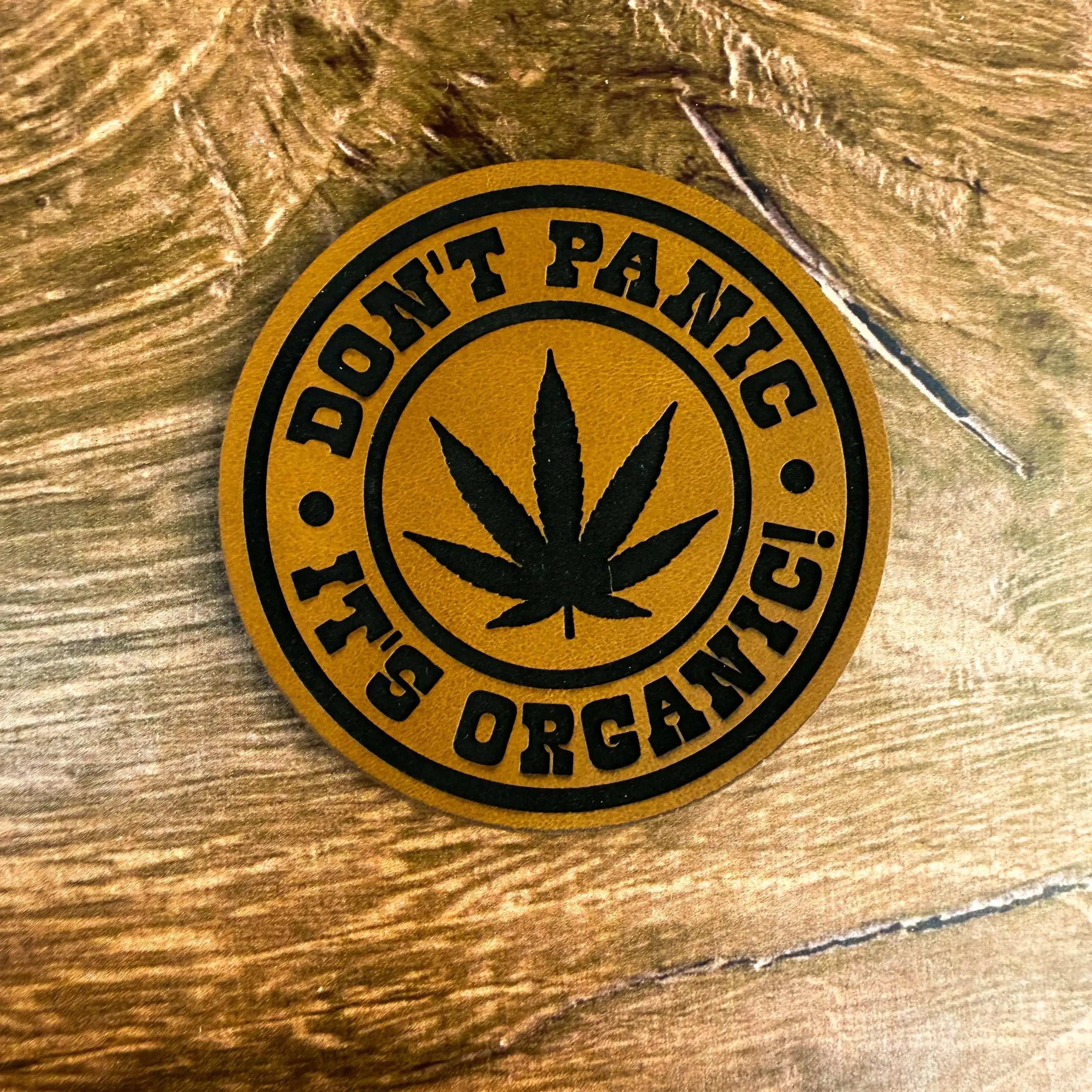 Don’t Panic, It’s Organic – Laser Engraved Leather Patch 