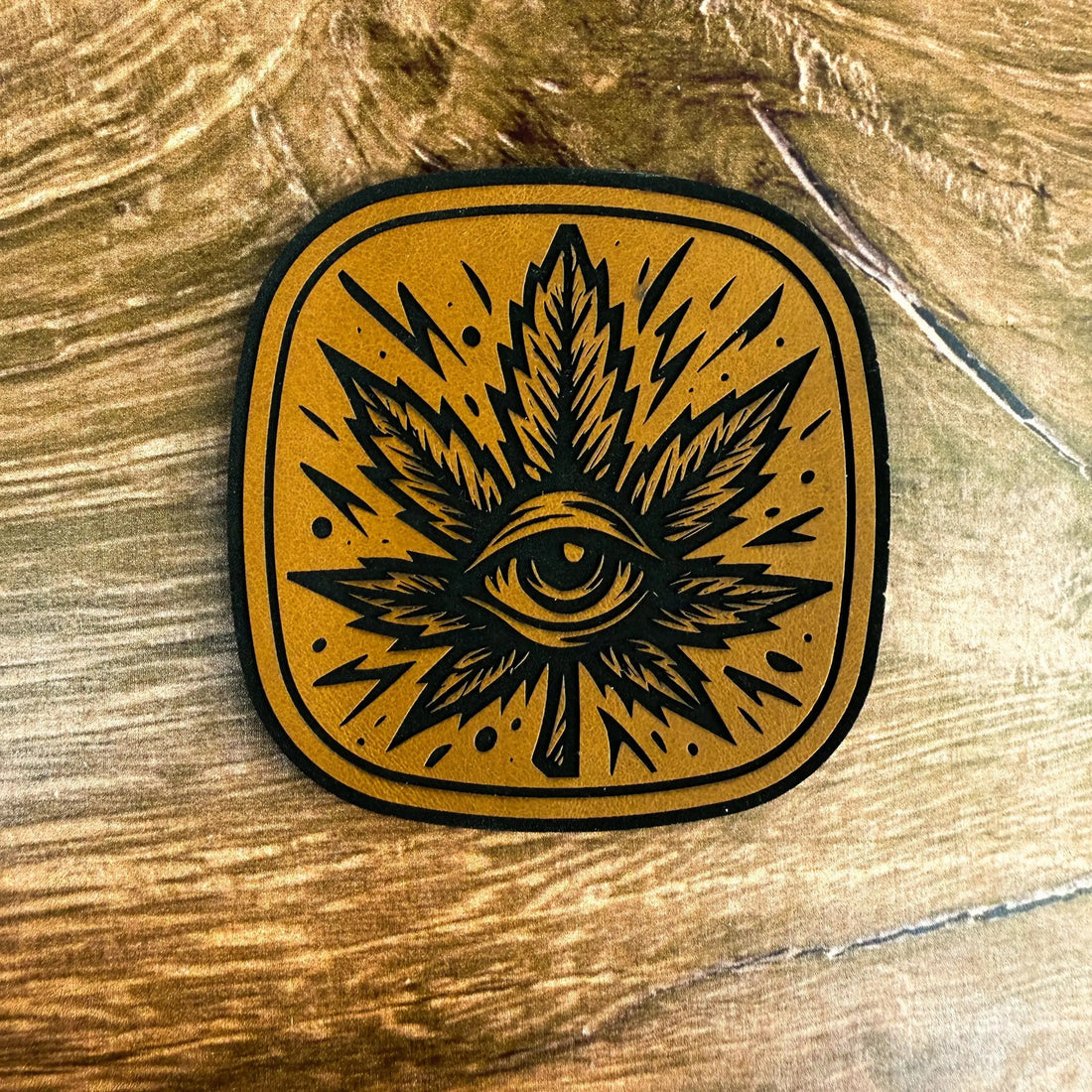 All-Seeing Leaf – Laser Engraved Leather Patch 