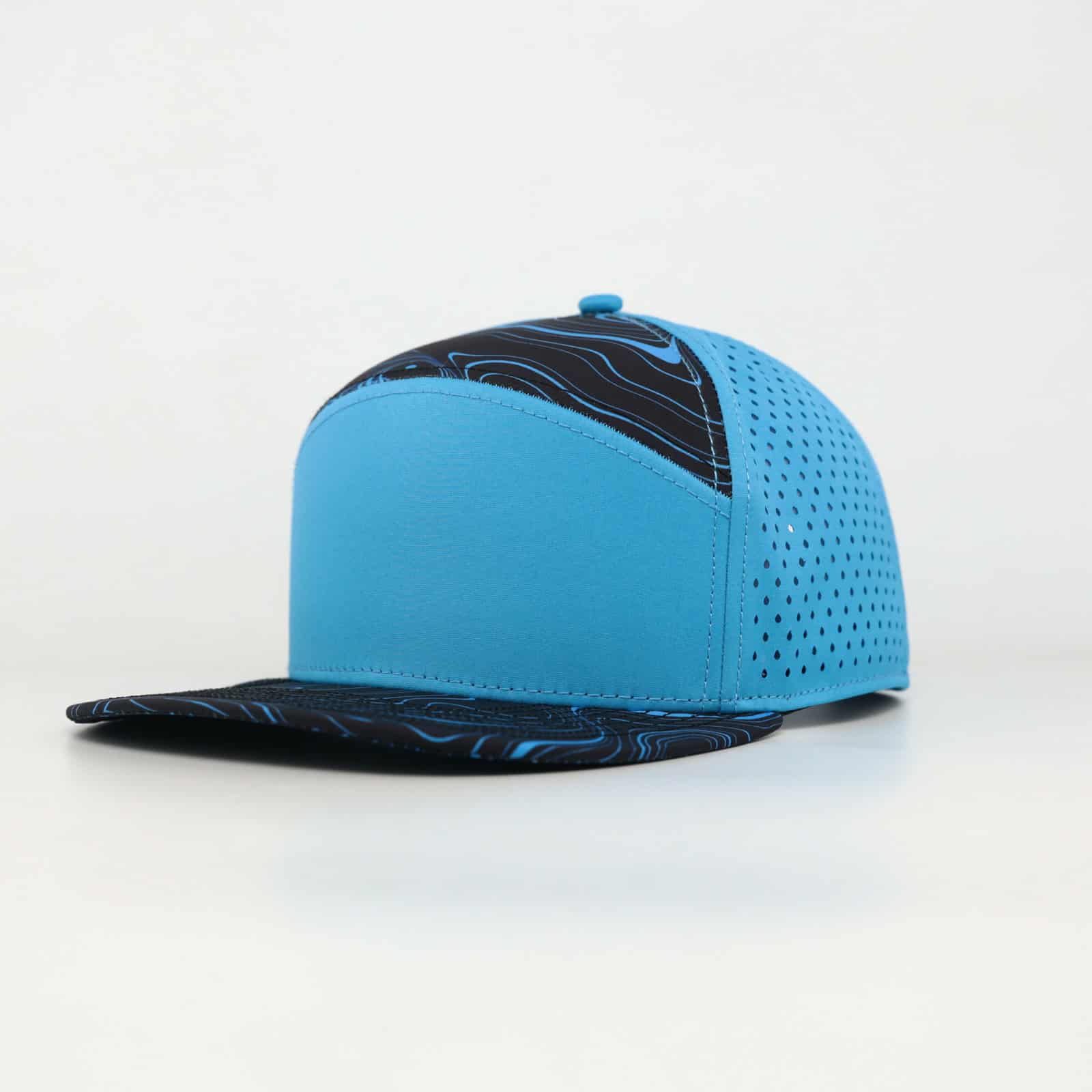 Blue Front With Topo Top And Bill With Blue Back | Performance Waterproof 7-Panel Hat