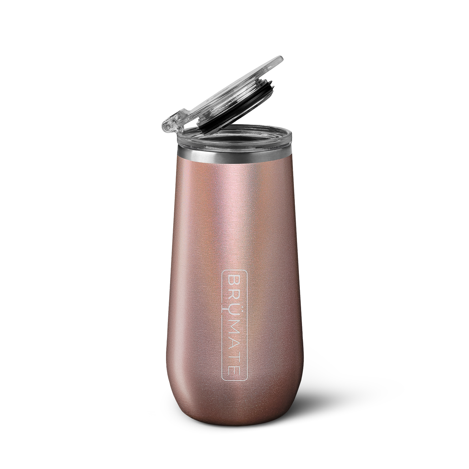 BrüMate 12oz Champagne Flute - Glitter Rose Gold