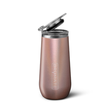 BrüMate 12oz Champagne Flute - Glitter Rose Gold