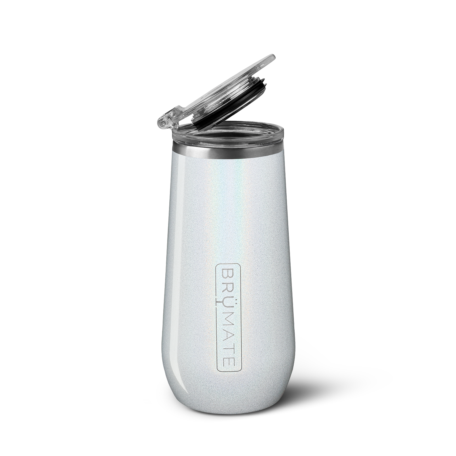 BrüMate 12oz Champagne Flute - Glitter White