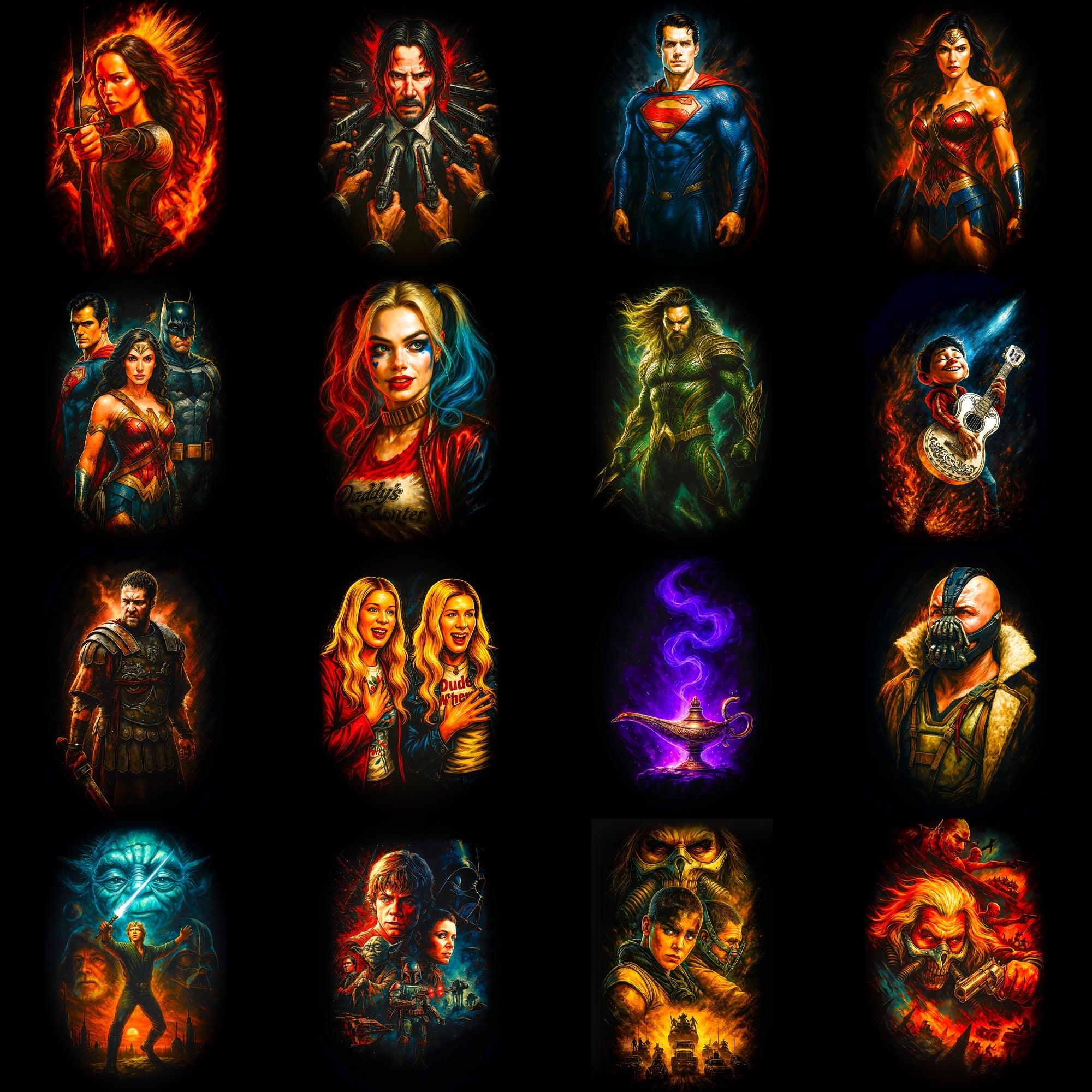 Movies DTF Halftone Design Pack | 121 Designs