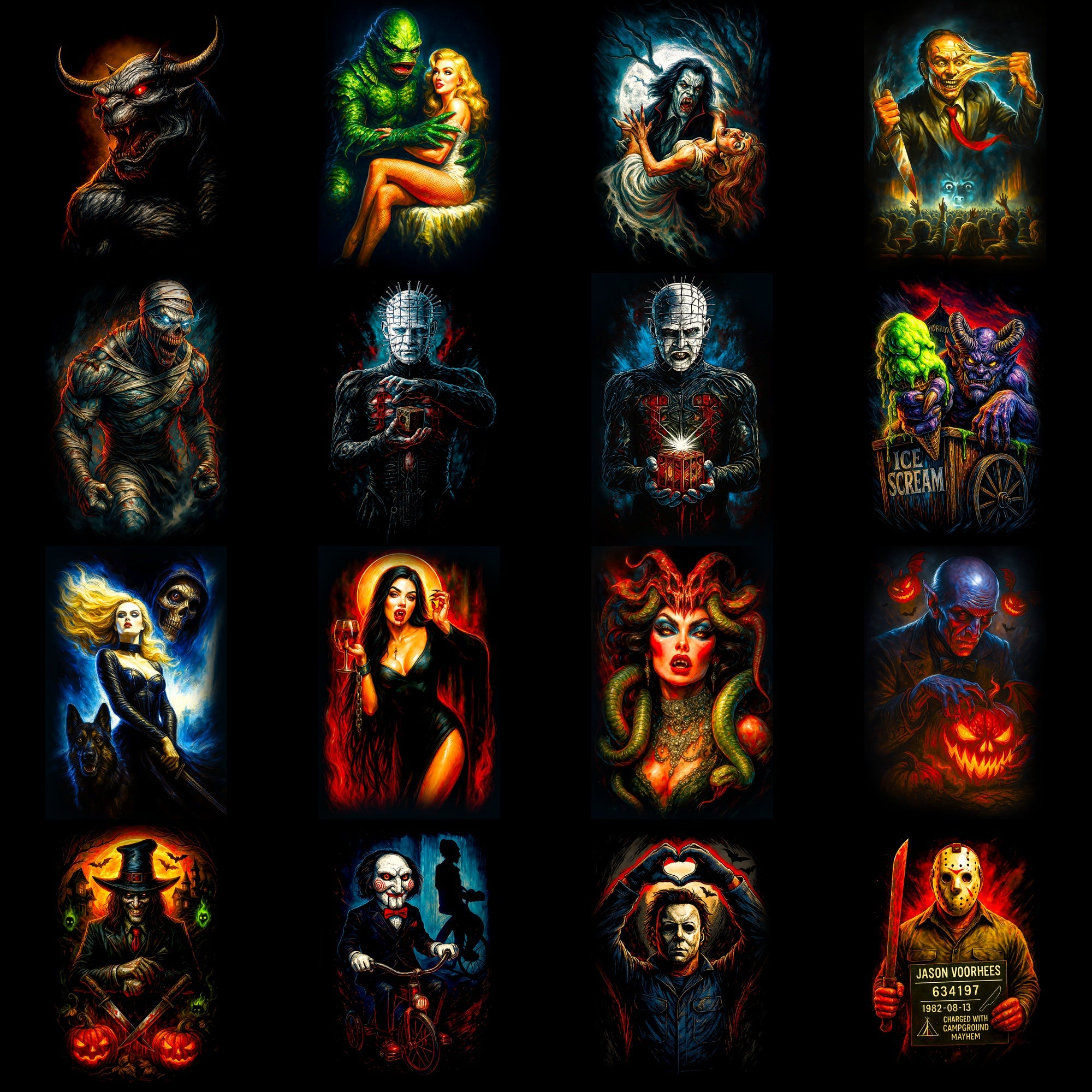 Halloween DTF Halftone Design Pack | 146 Designs
