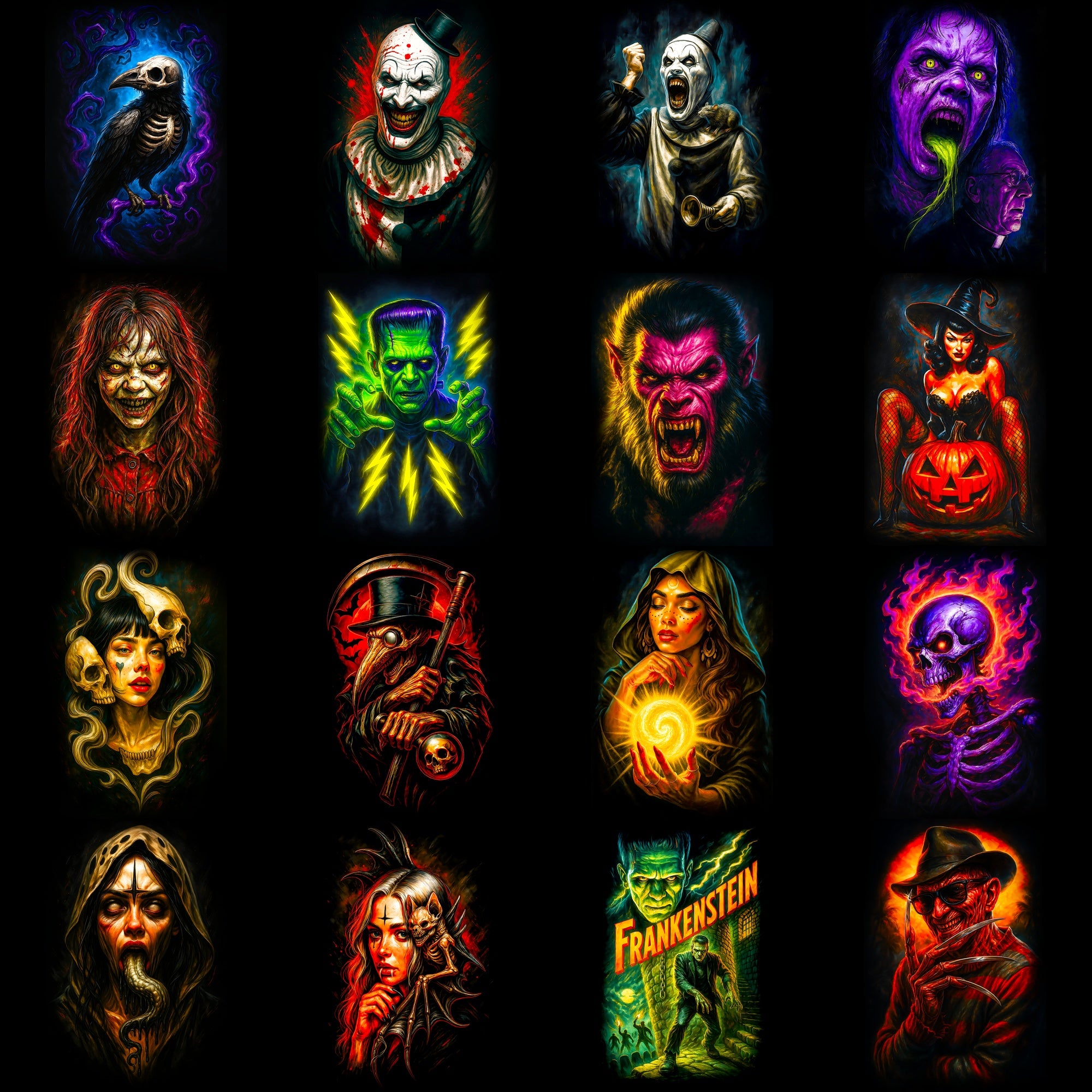 Halloween DTF Halftone Design Pack | 146 Designs