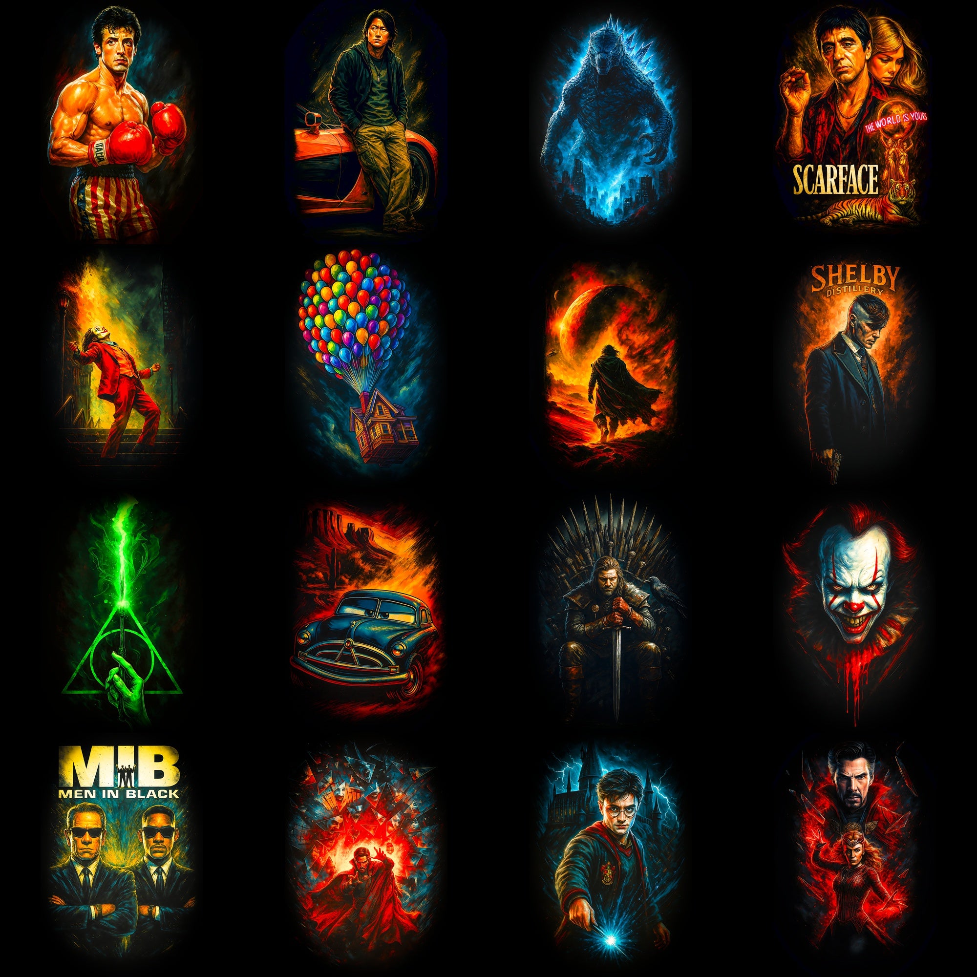 Movies DTF Halftone Design Pack | 121 Designs