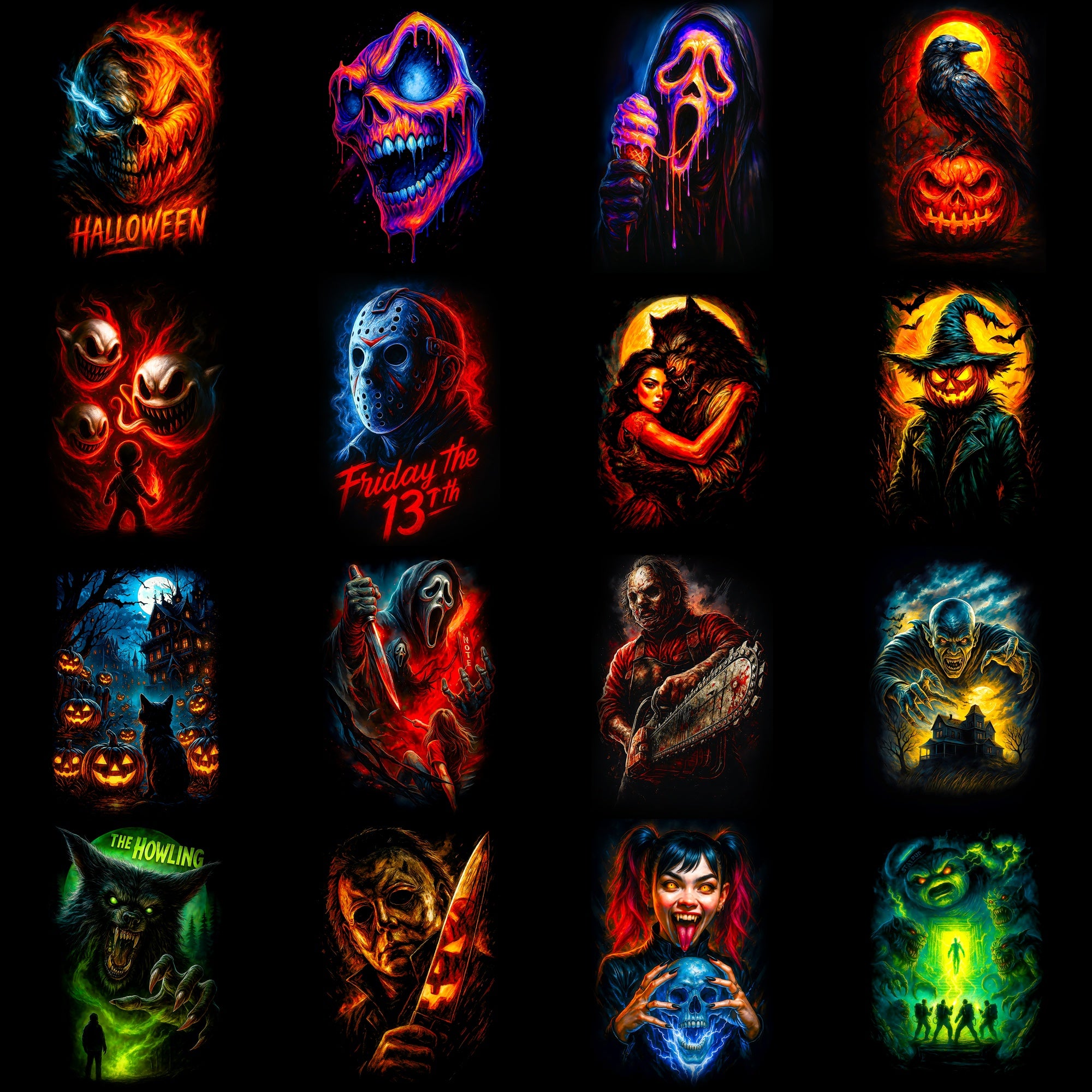 Halloween DTF Halftone Design Pack | 146 Designs