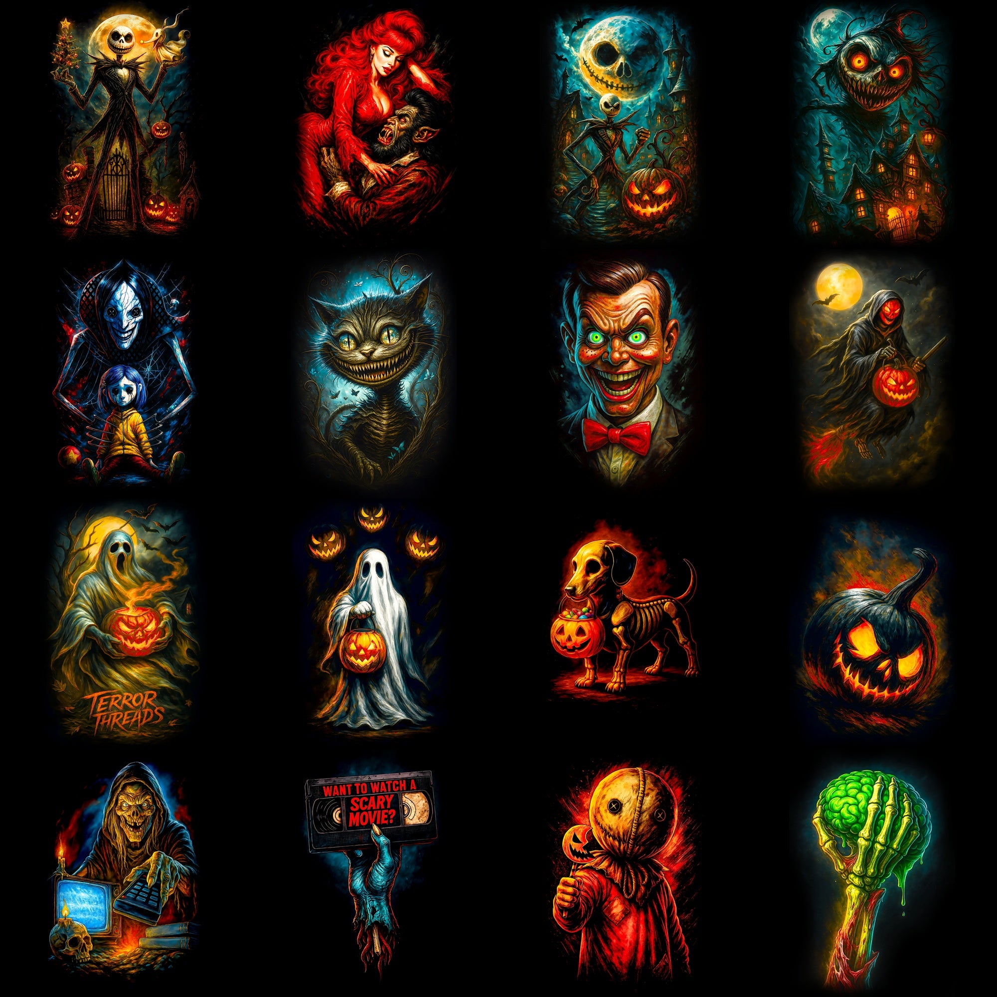 Halloween DTF Halftone Design Pack | 146 Designs
