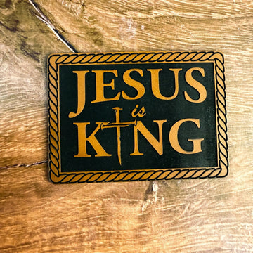 Jesus Is King – Laser Engraved Leather Patch 
