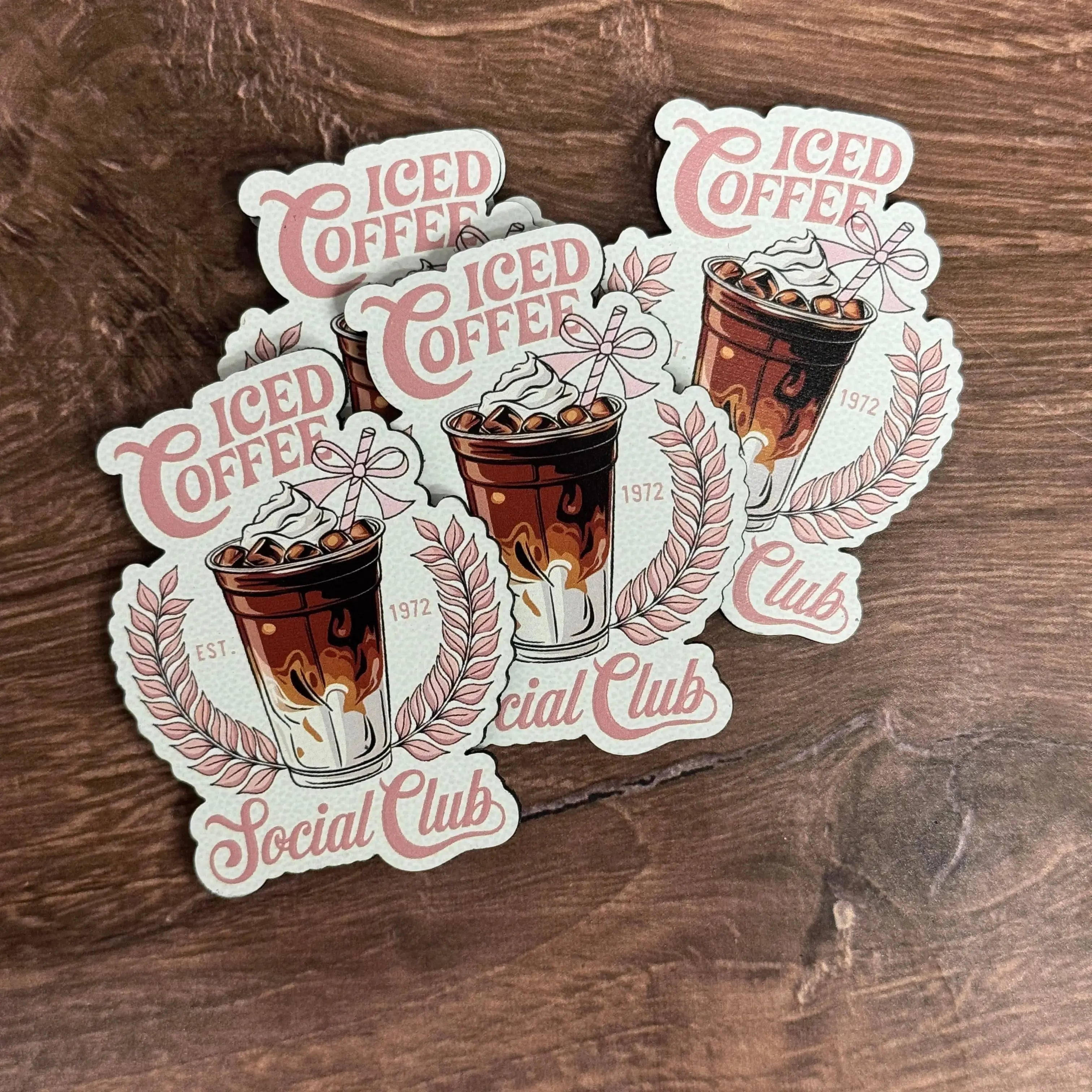 Iced Coffee Social Club | UV Printed Leather Hat Patch 