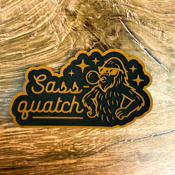 Sassquatch – Inverted – Laser Engraved Leather Patch 
