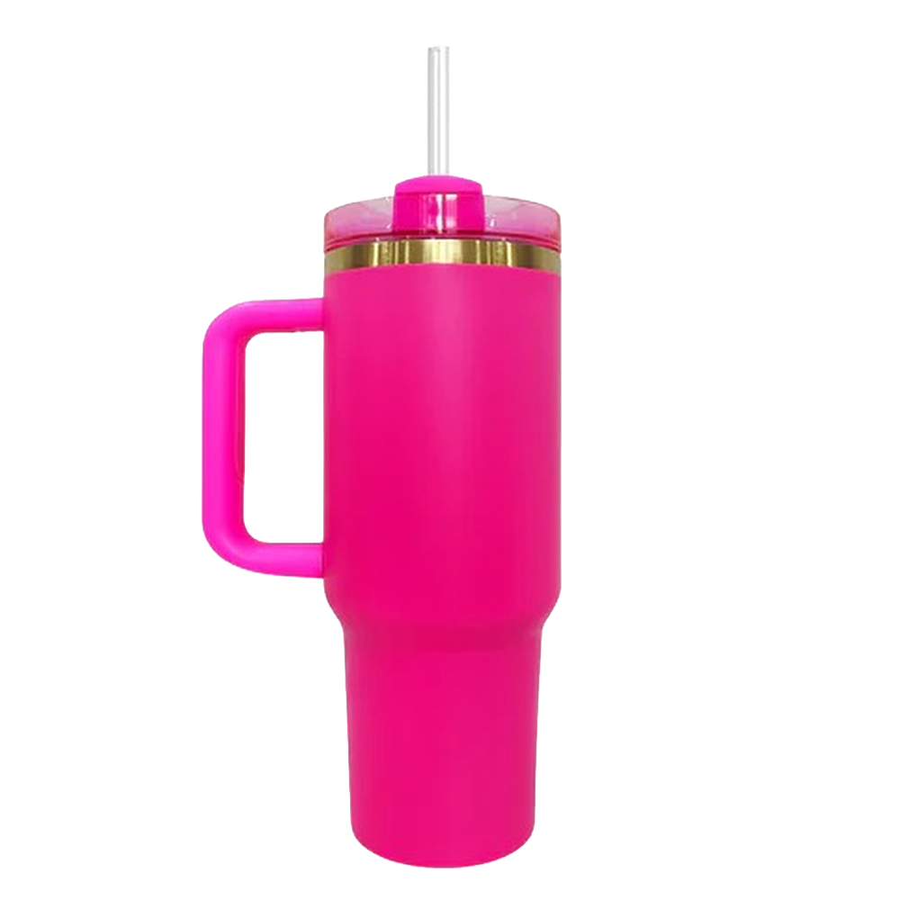 40oz Gold Plated Tumbler - Hot Pink