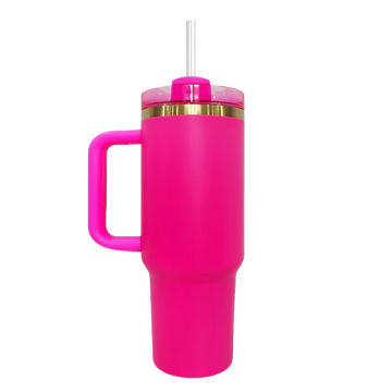 40oz Gold Plated Tumbler - Hot Pink