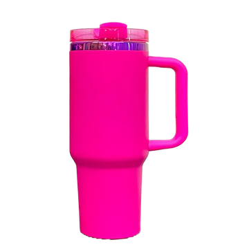 40oz Purple/Pink Plated Tumbler - Hot Pink