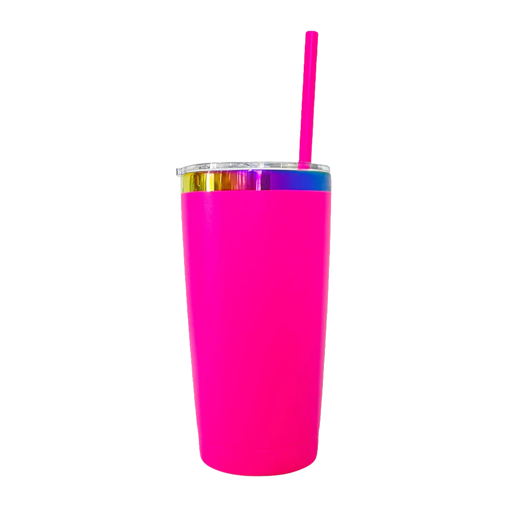 20oz Rainbow Plated Tumbler - Hot Pink