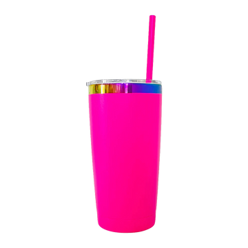 20oz Rainbow Plated Tumbler - Hot Pink