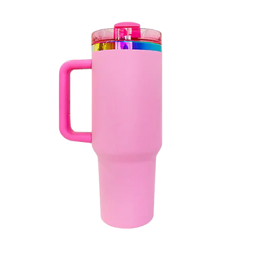 40oz Rainbow Plated Tumbler - Bubblegum