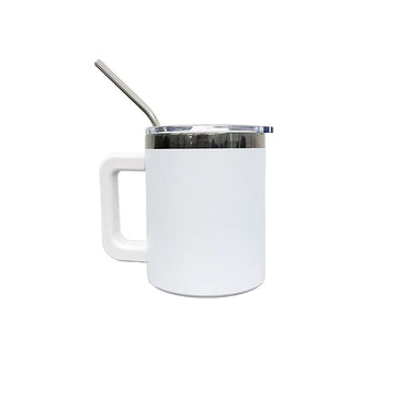 10oz Mirror Black Plated Mug - White