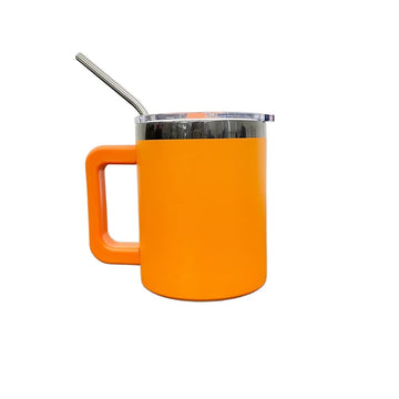 10oz Mirror Black Plated Mug - Orange