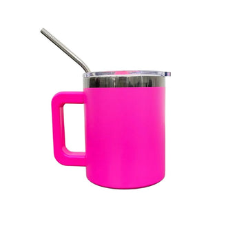10oz Mirror Black Plated Mug - Hot Pink