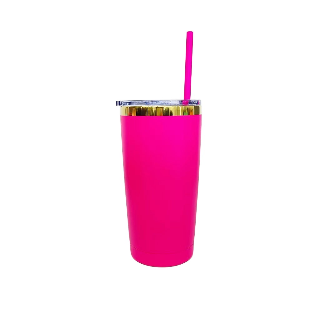 20oz Mirror Gold Plated Tumbler - Hot Pink