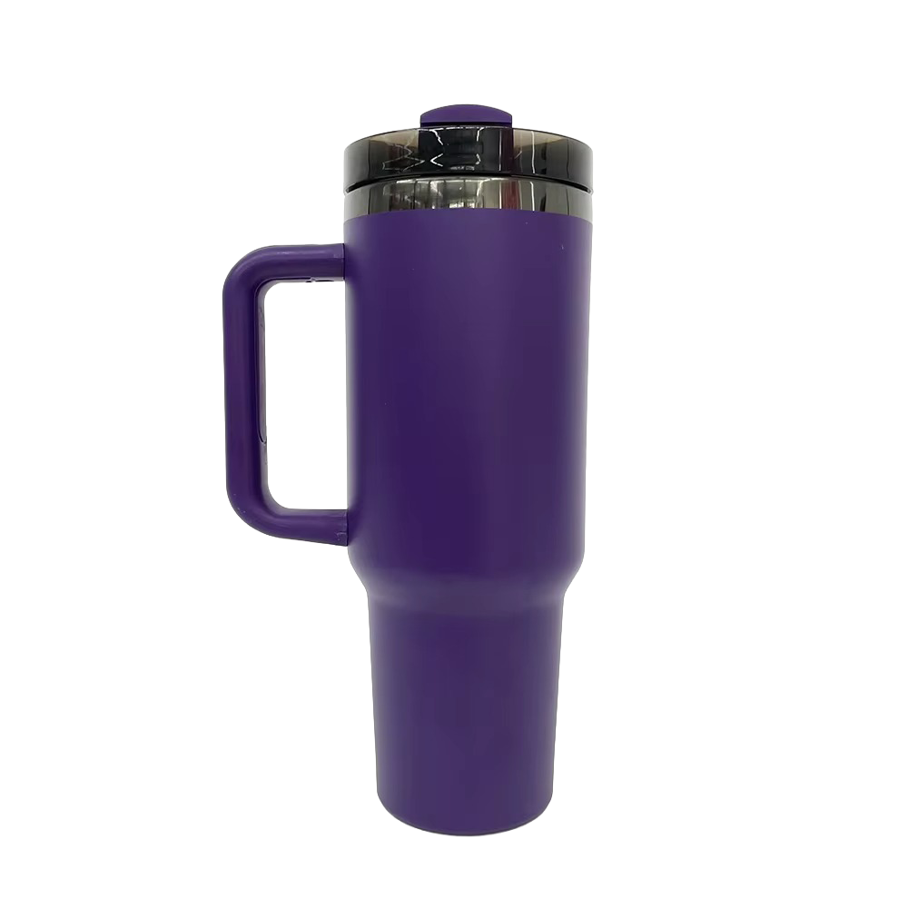 40oz Mirror Black Plated Tumbler - Purple