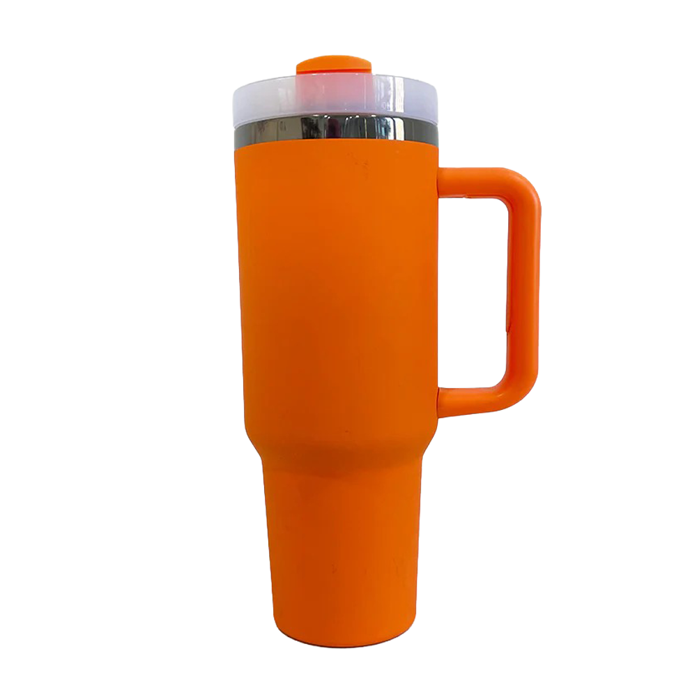 40oz Mirror Black Plated Tumbler - Orange