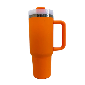 40oz Mirror Black Plated Tumbler - Orange